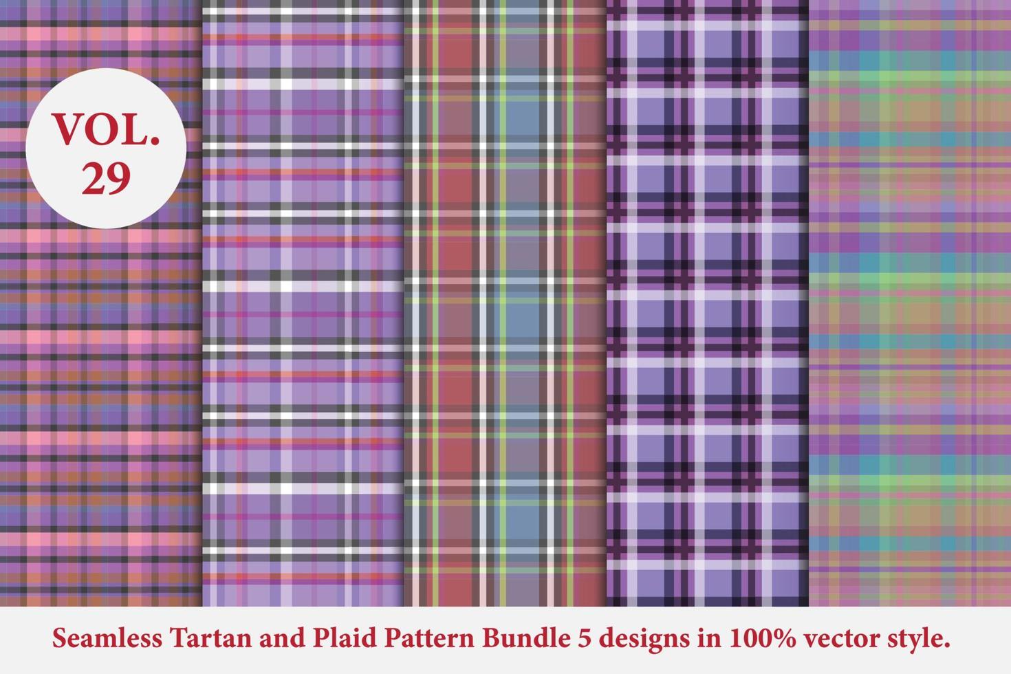 Plaid Pattern Bundle 5 designs Vol.53 Buffalo Vector, Tartan Fabric background wallpaper vector
