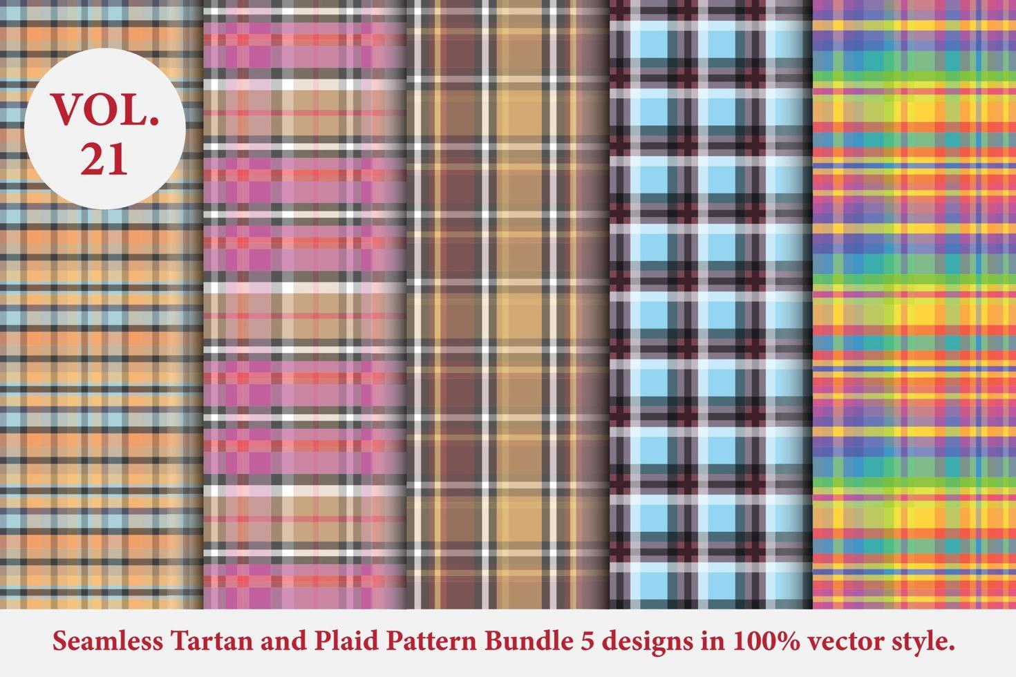 Plaid Pattern Bundle 5 designs Vol.53 Buffalo Vector, Tartan Fabric background wallpaper vector