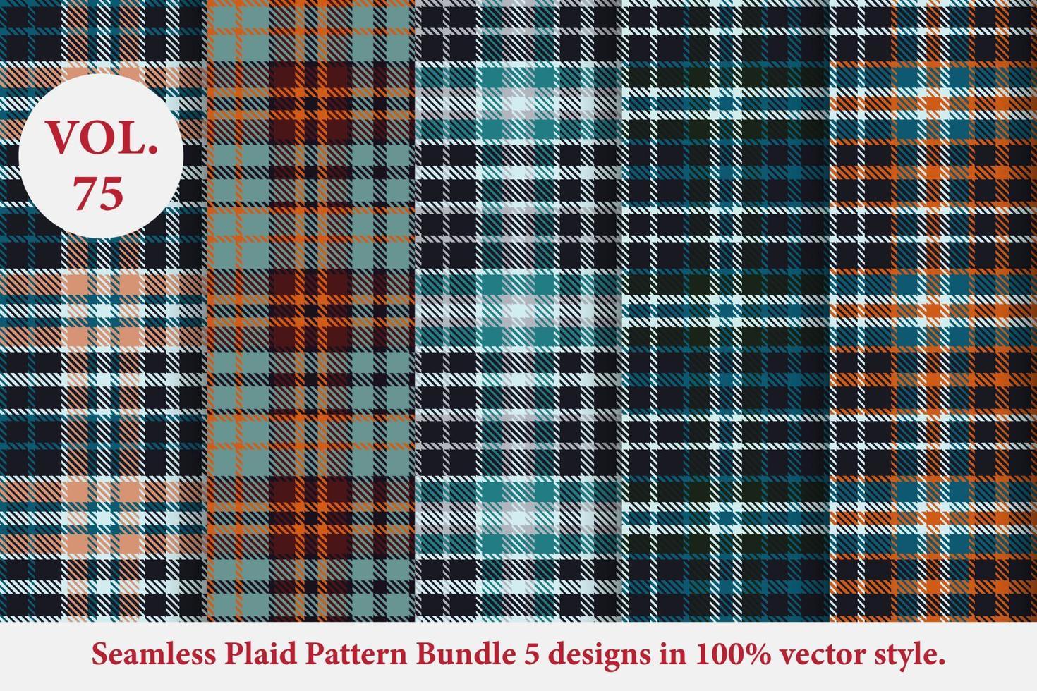 Plaid Pattern Bundle 5 designs Vol.53 Buffalo Vector, Tartan Fabric background wallpaper vector