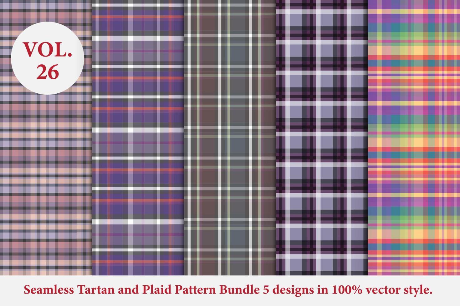 Plaid Pattern Bundle 5 designs Vol.53 Buffalo Vector, Tartan Fabric background wallpaper vector