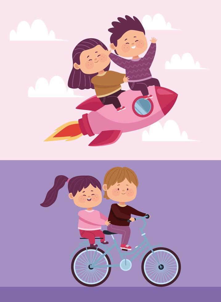 two little lovers couples vector