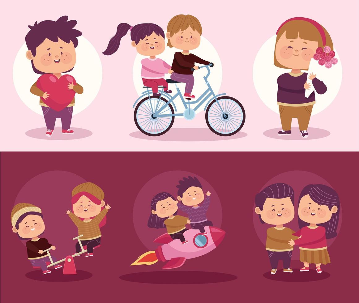 five little lovers couples vector