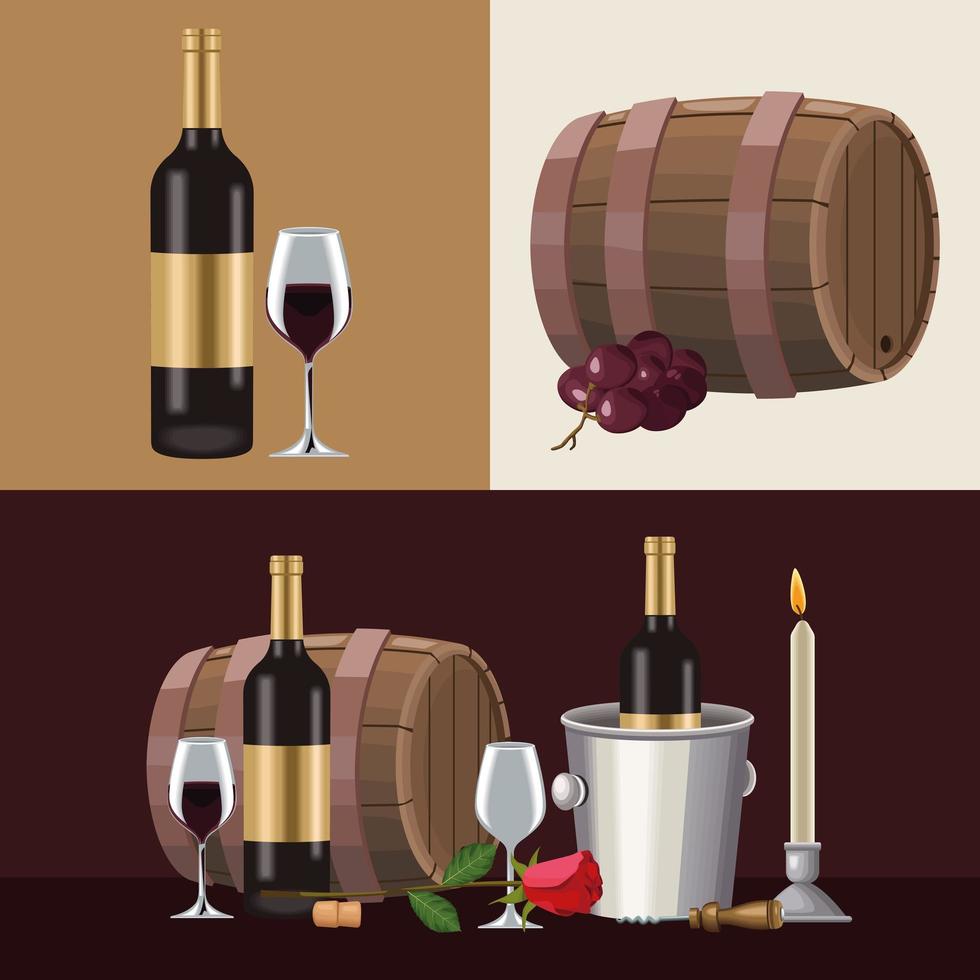 wine day icons vector