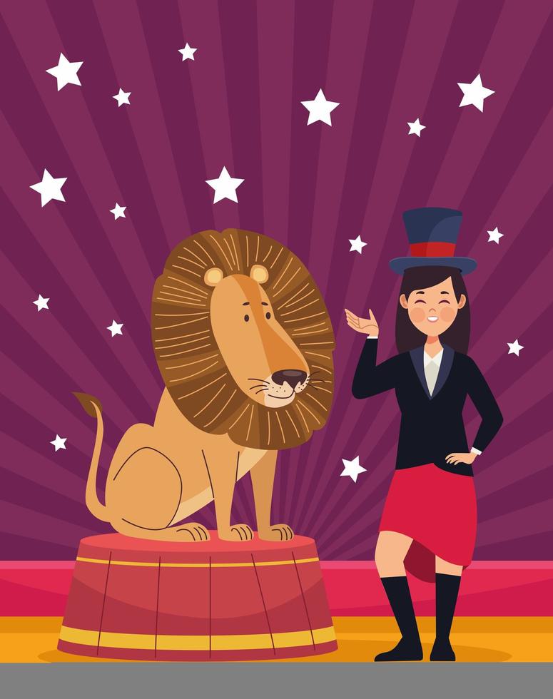 woman and lion vector