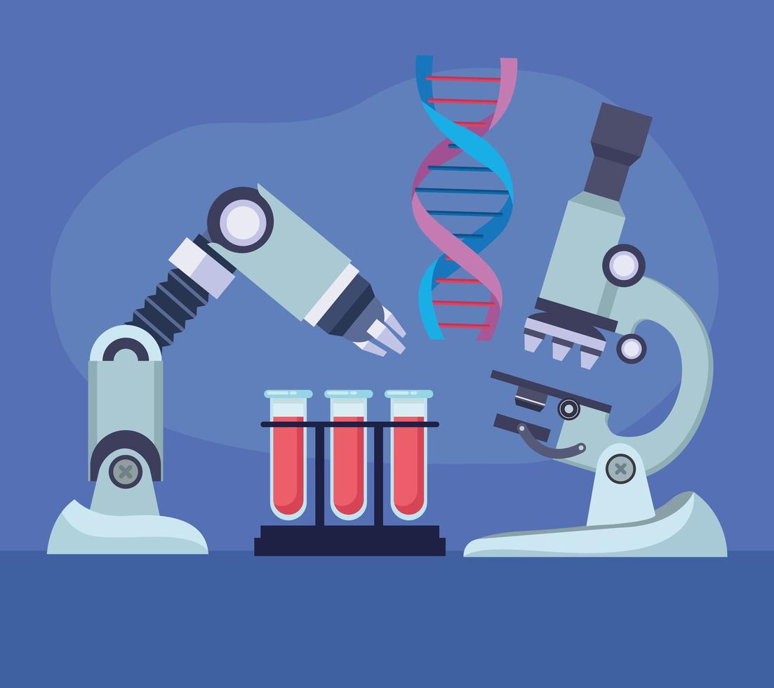 dna and laboratory equipment vector