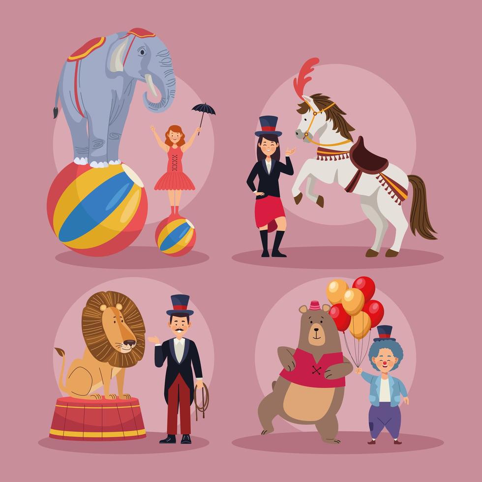 eight circus show characters vector