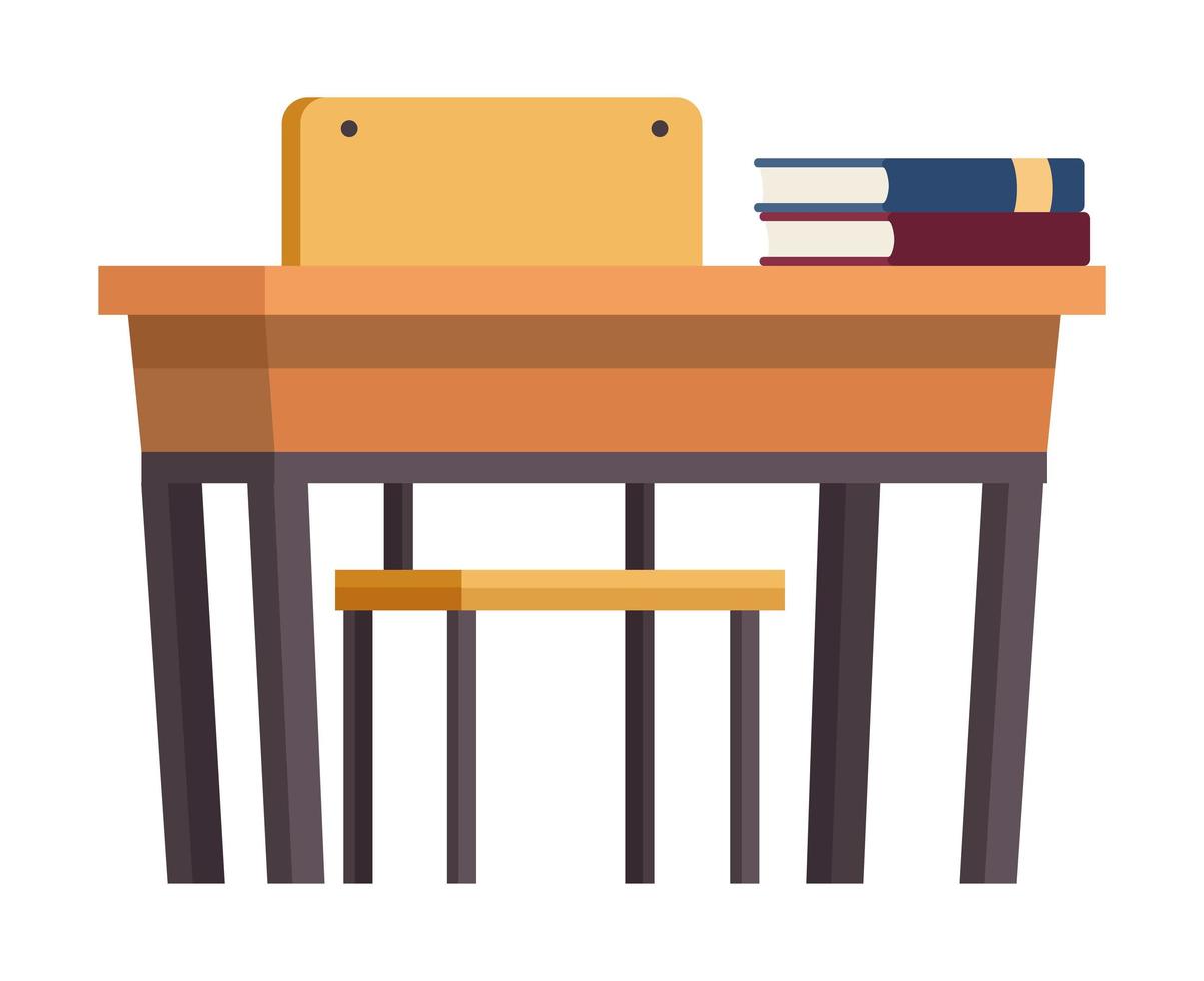 schooldesk with books vector