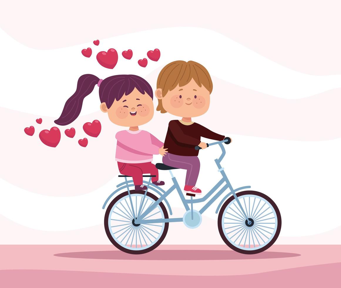 pareja de enamorados en bicicleta vector