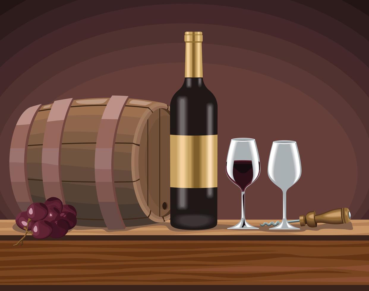 wine bottle and cups vector