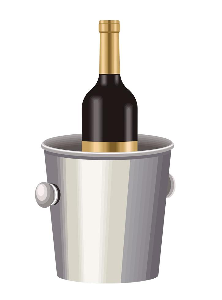 botella de vino en balde vector