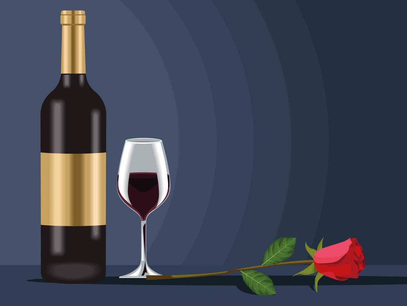 wine bottle and rose vector