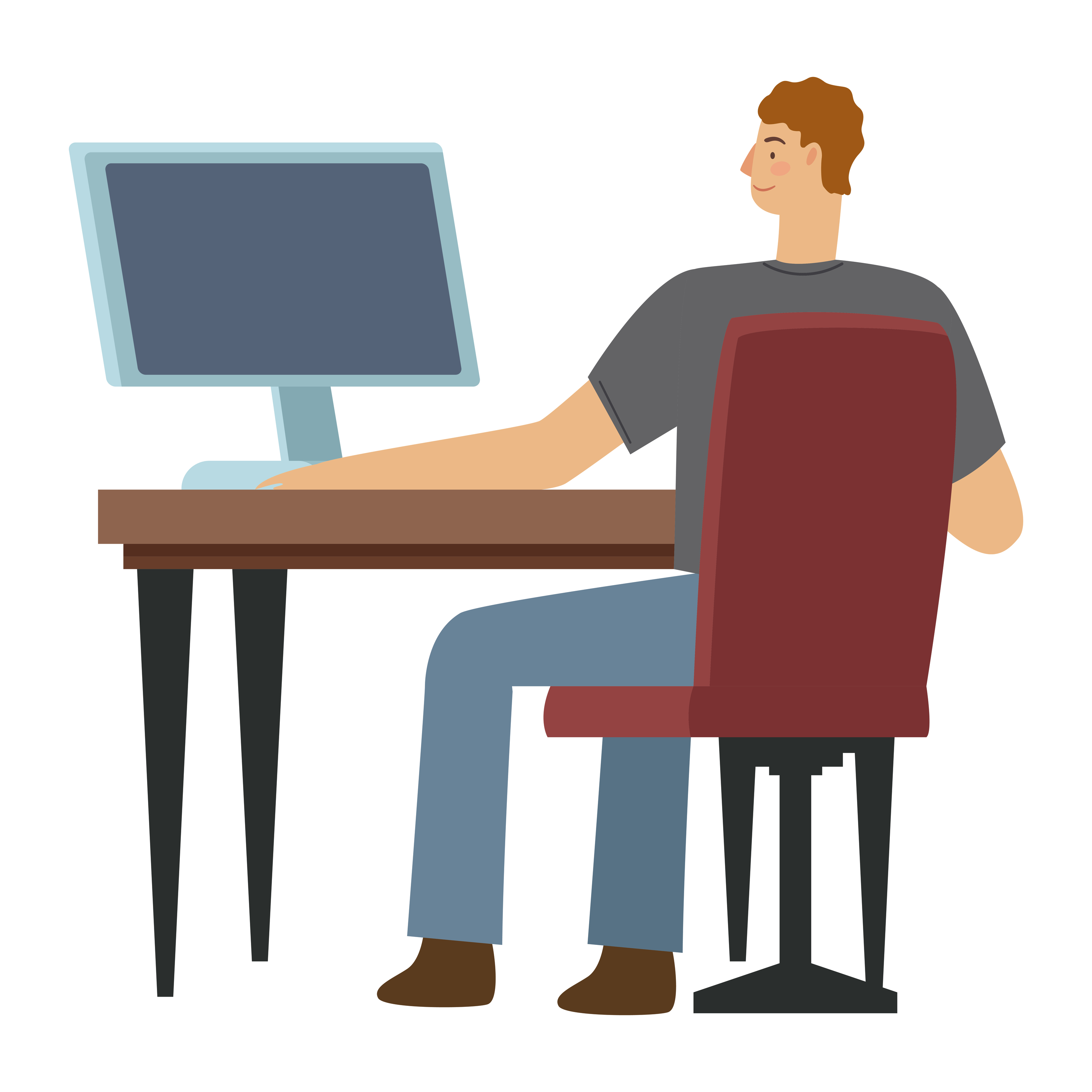 man using computer 5281048 Vector Art at Vecteezy