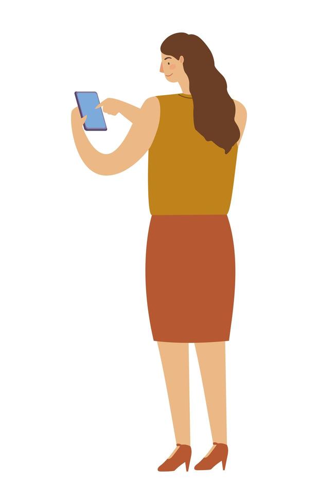 woman using smartphone vector