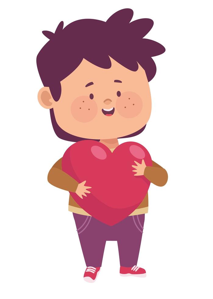 niño pequeño con corazón vector