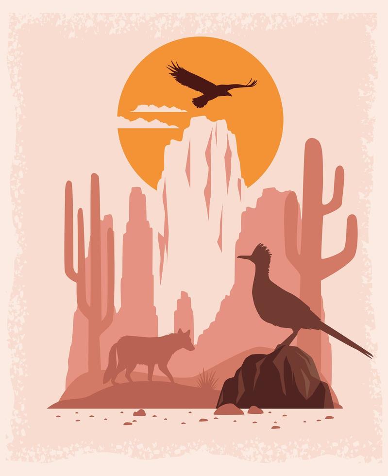 animales salvajes en el paisaje vector