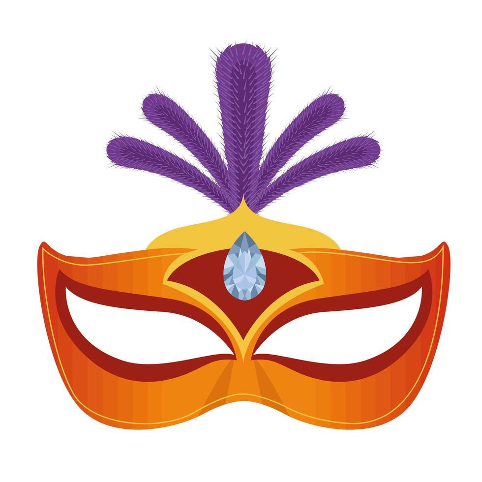 orange mardi gras mask vector