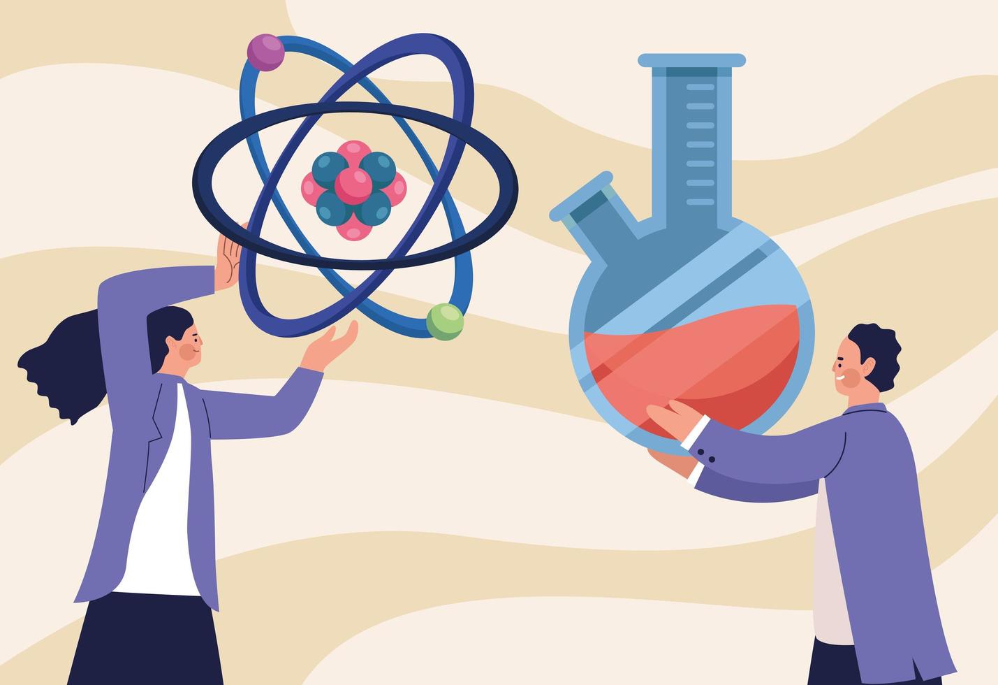 scientist couple working in aboratory vector