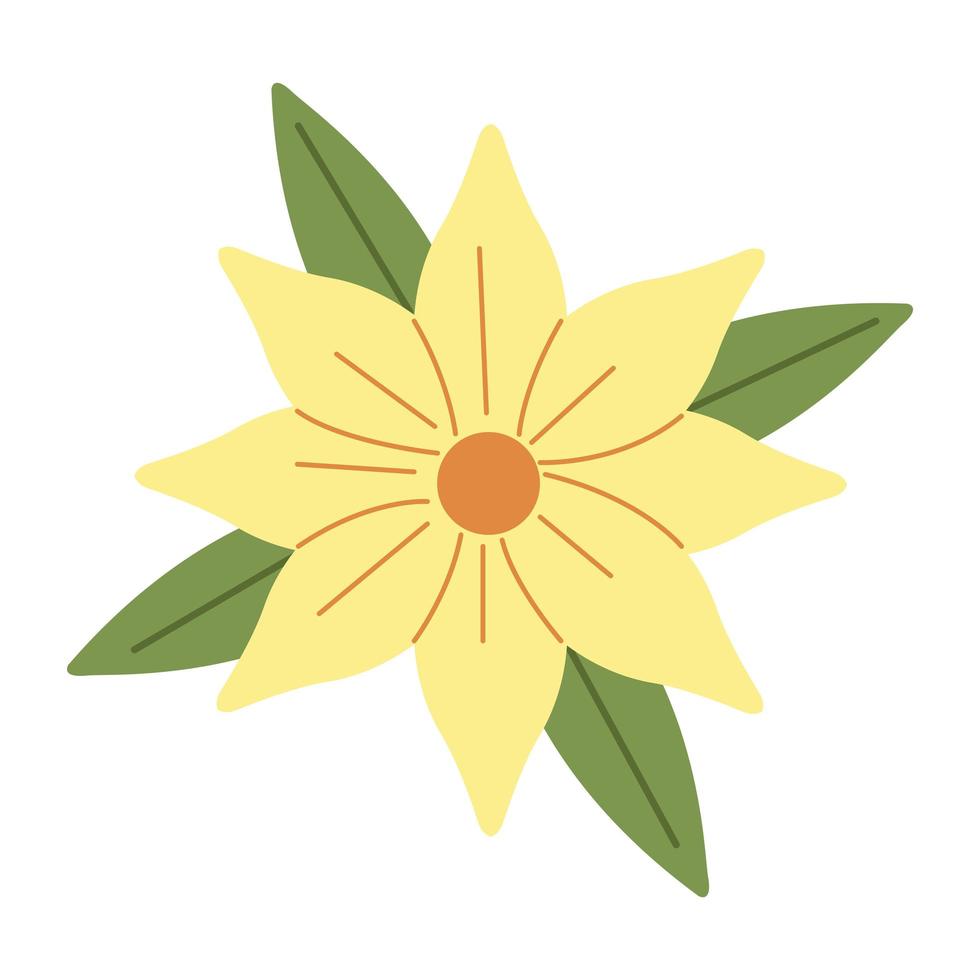 yellow flower and leafs vector