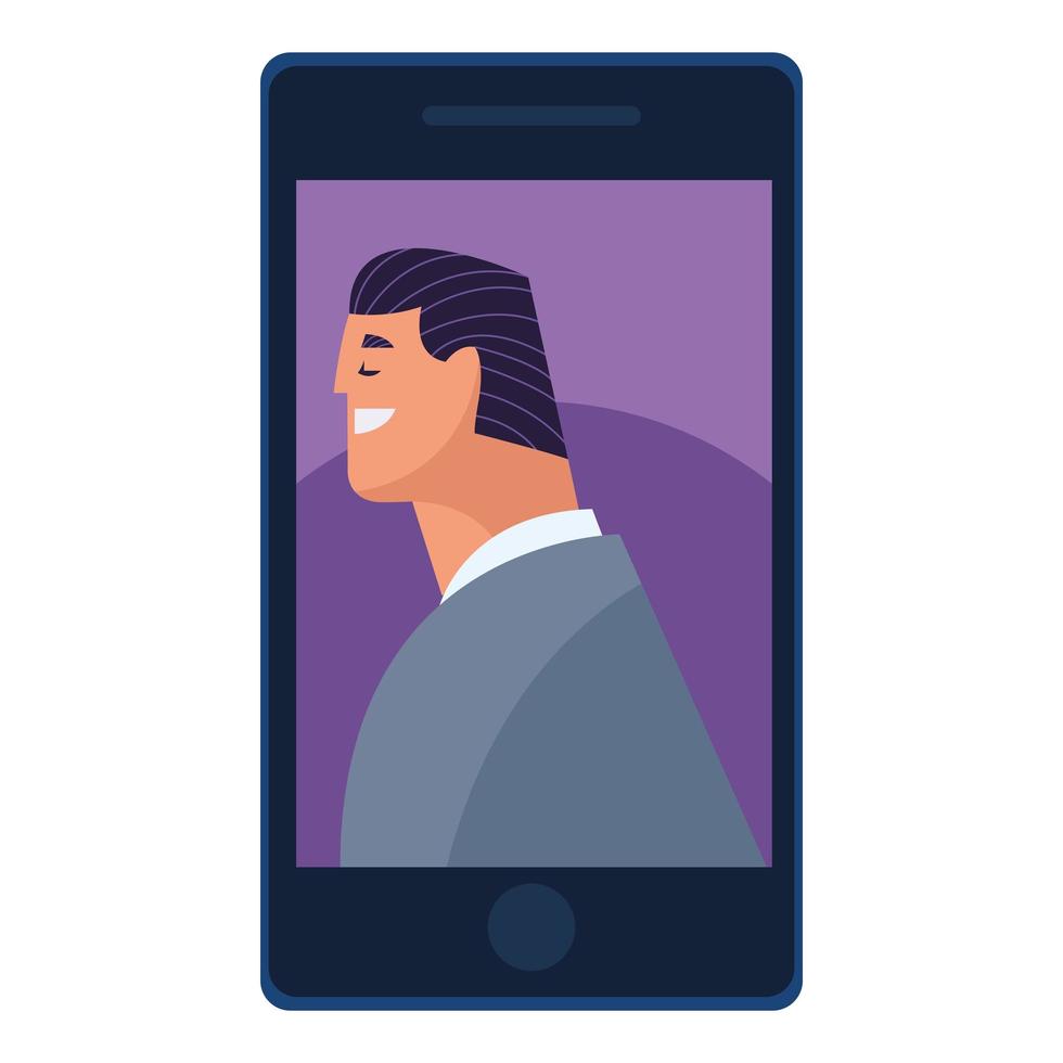 man in smartphone vector