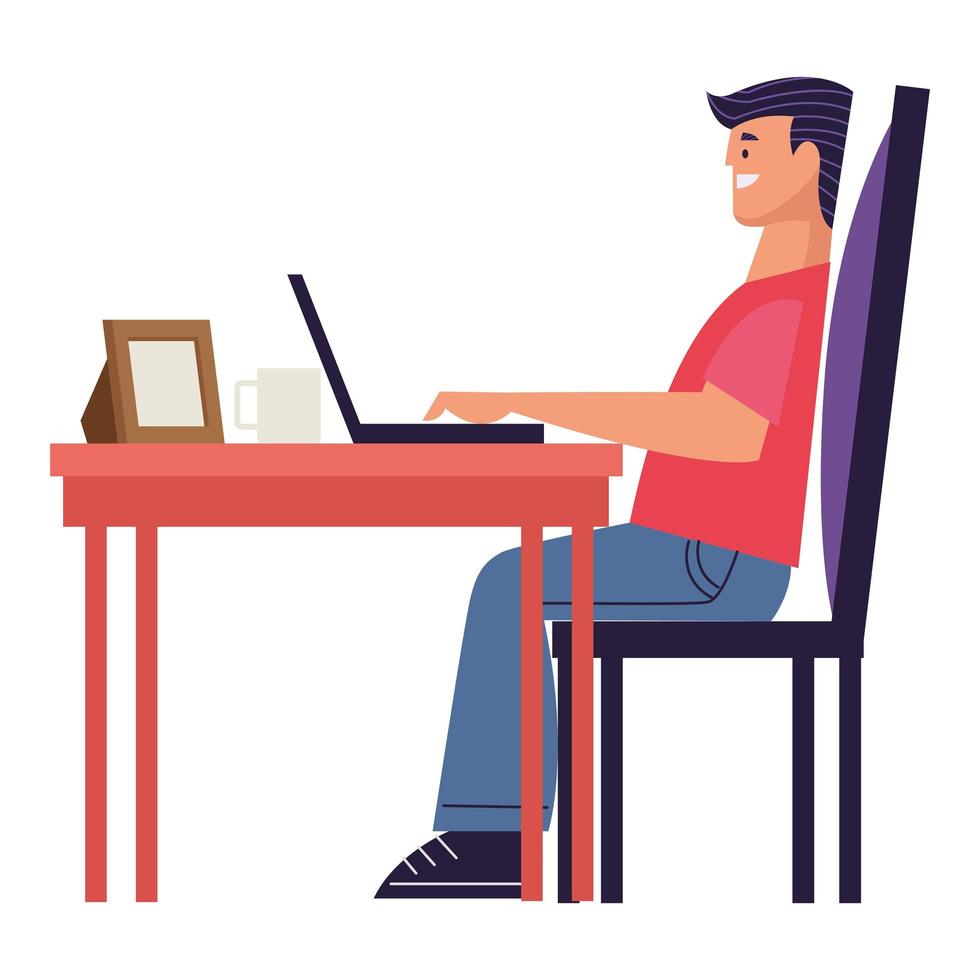 man using laptop vector