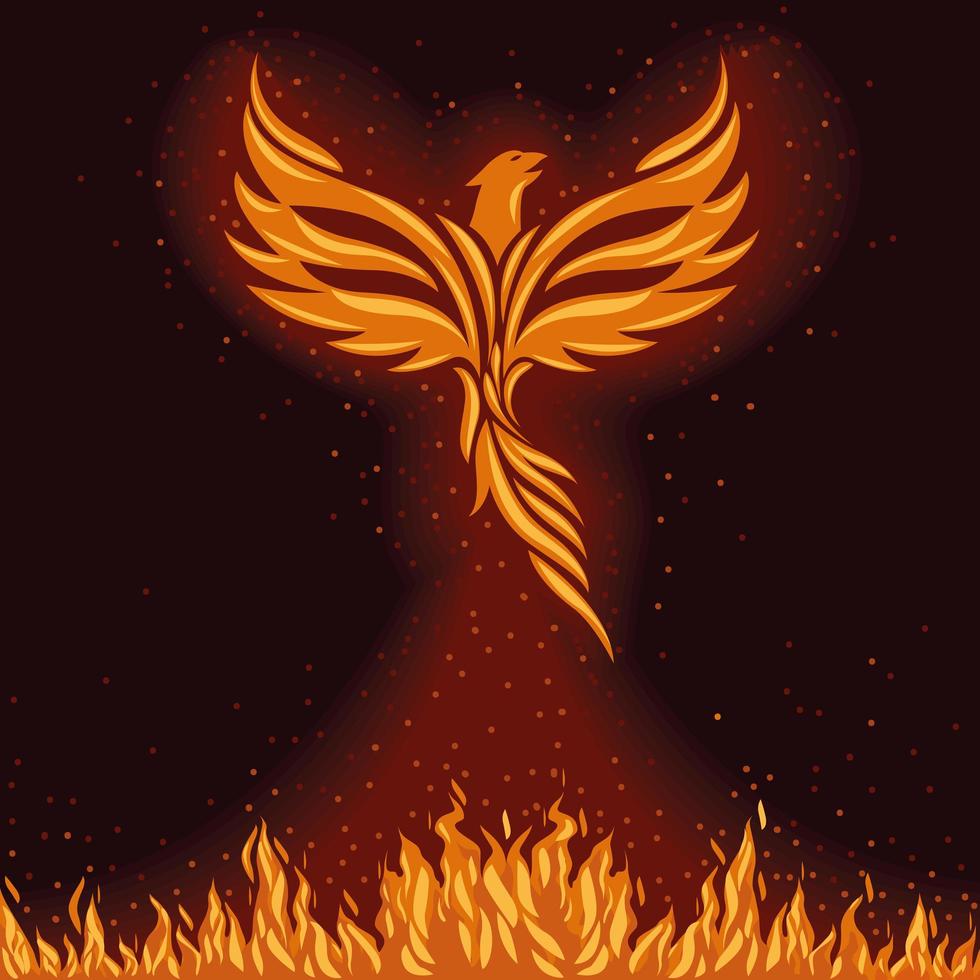 phoenix and fire flames vector