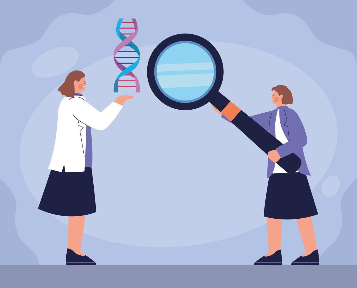 female scientist with laboratory icons vector