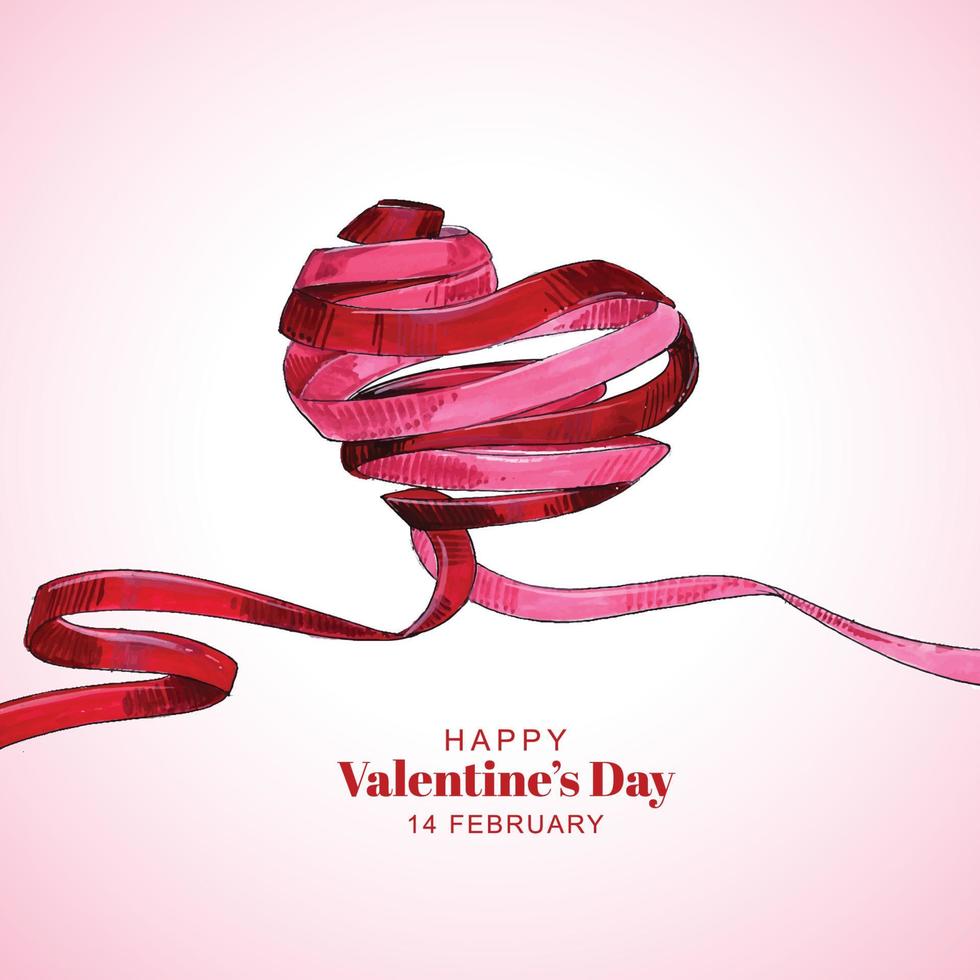 Happy valentines day lovely ribbon heart greeting card background 5281274  Vector Art at Vecteezy