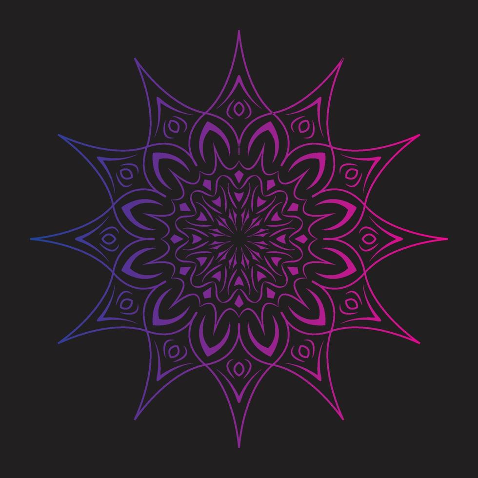 mandala ornamento objeto gradación violeta color diseño vector