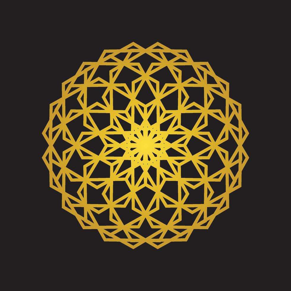 vector de decoración de círculo islámico de color dorado de mandala árabe de lujo