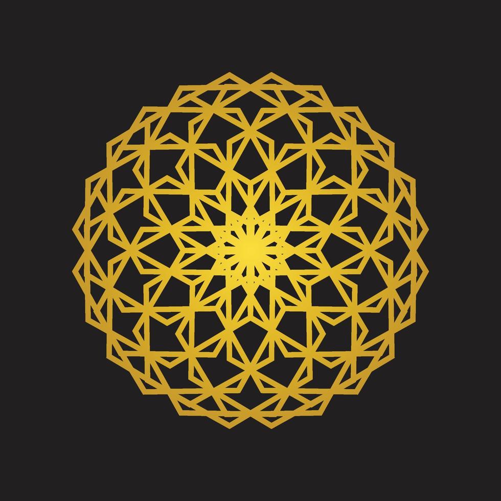 luxury arabic mandala ornament golden color islamic circle decoration vector