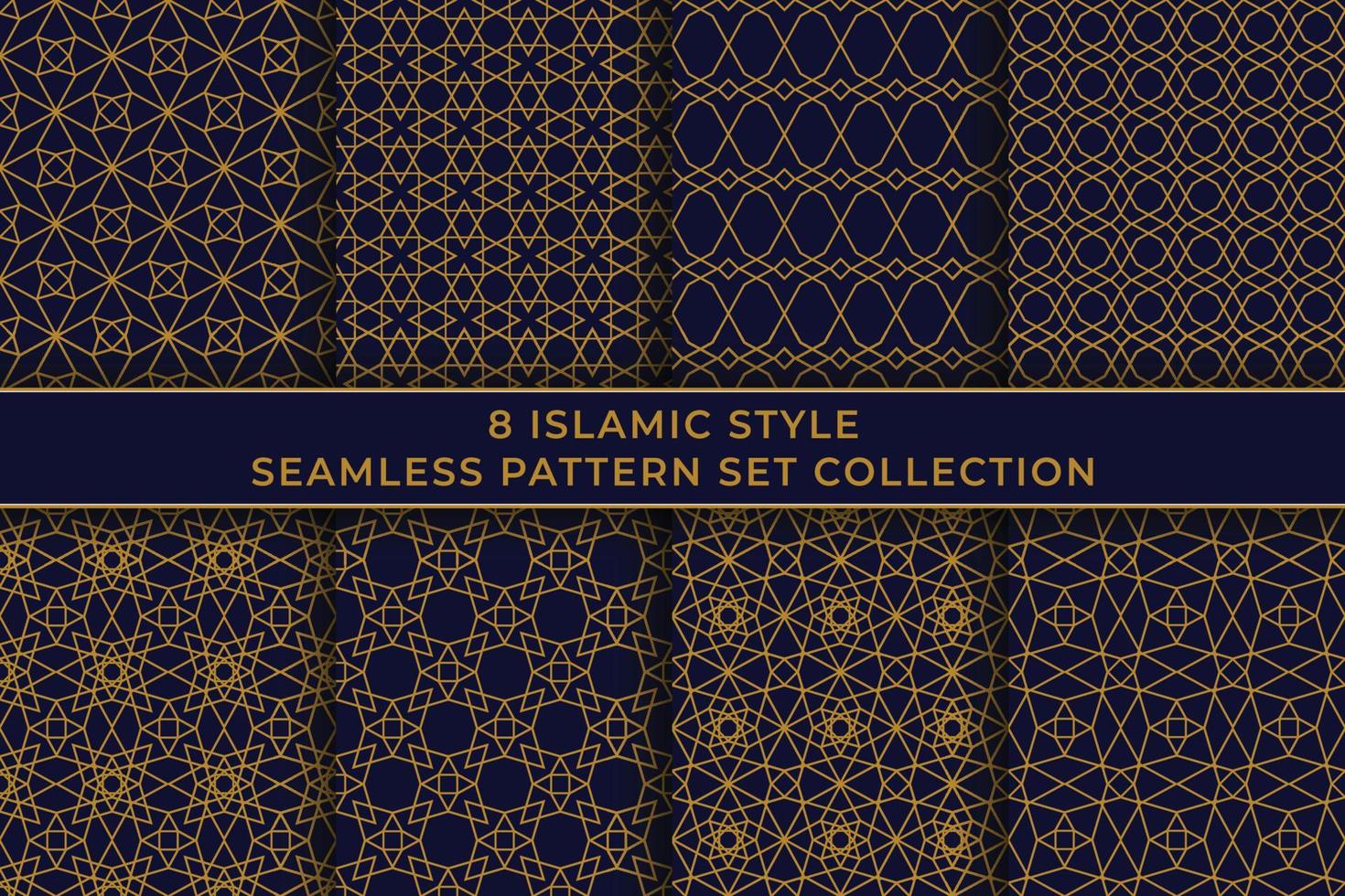 islamic luxury seamless pattern set collection design vector