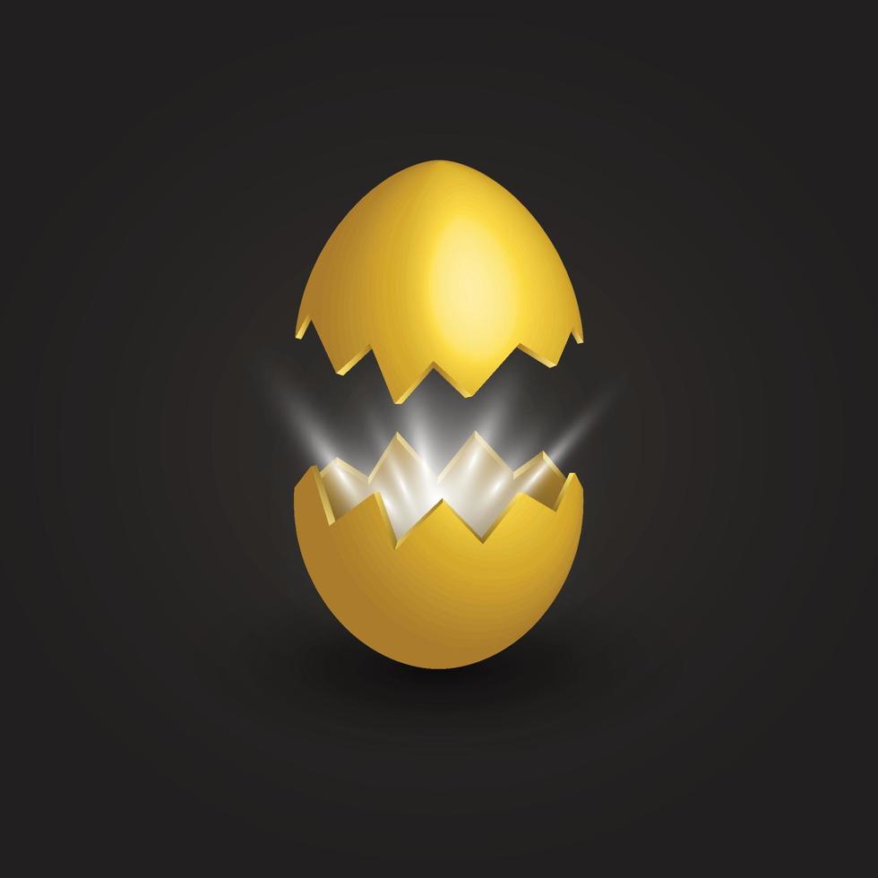 3d egg open crack realistic ornament creative design vector