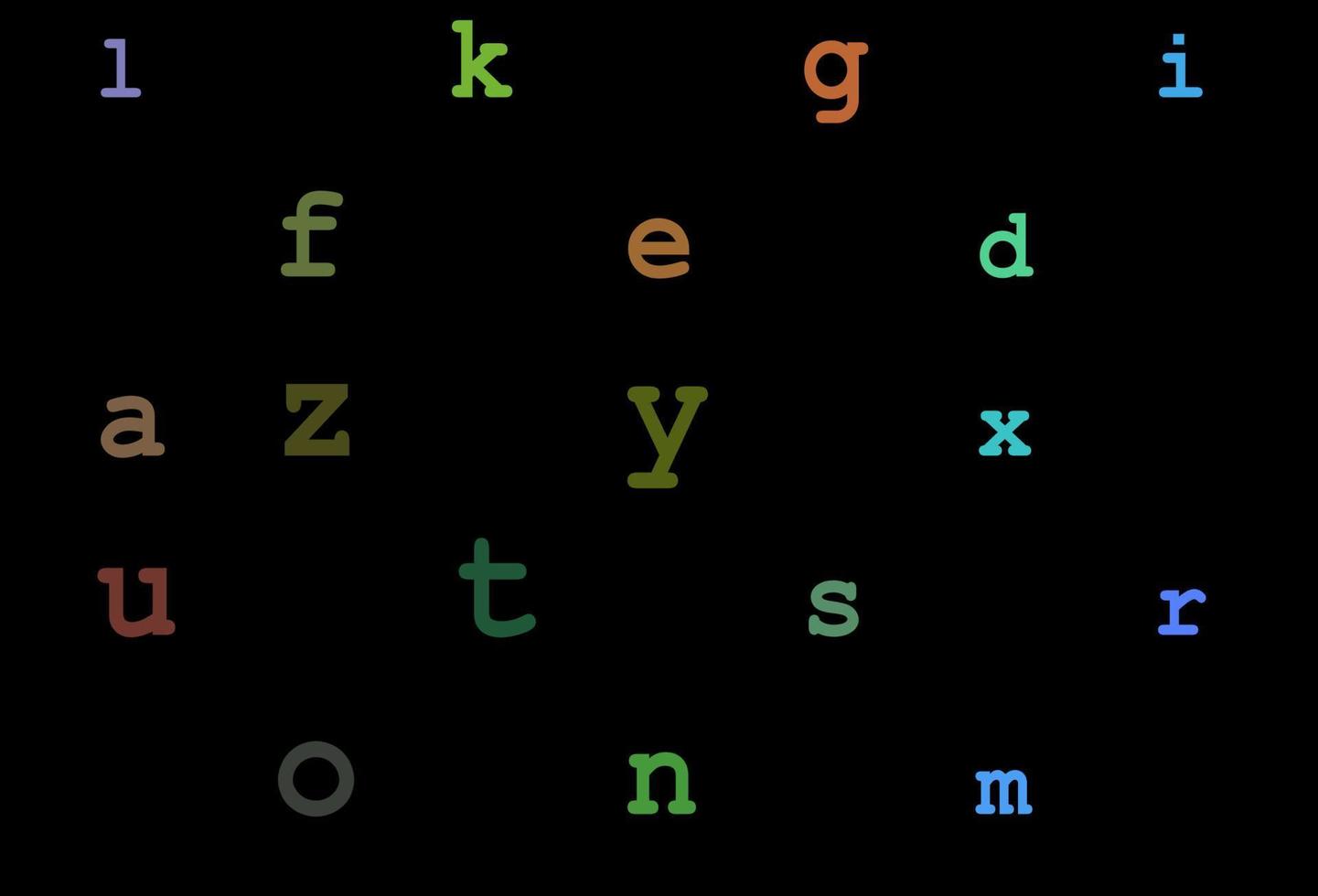 Dark multicolor, rainbow vector layout with latin alphabet.