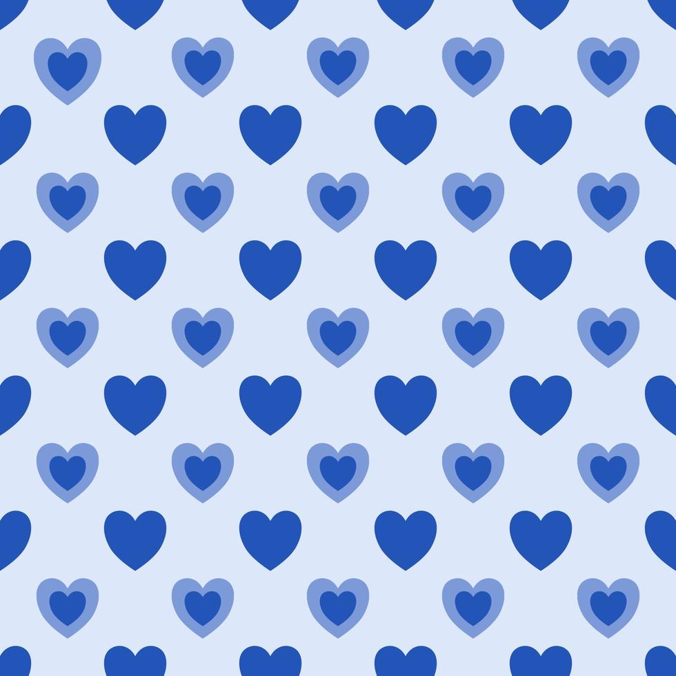 A bright blue background with a blue heart makes up the heart seamless design. vector