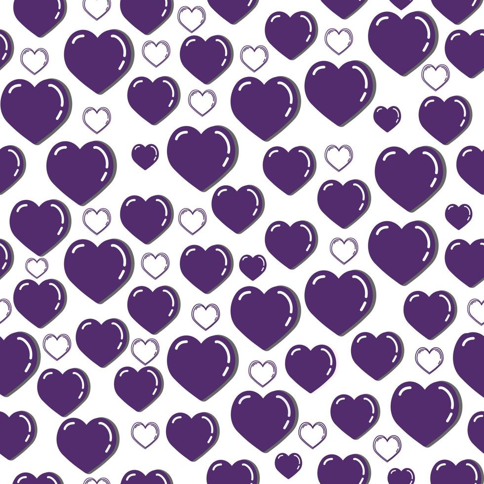 A pretty purple heart background, a purple heart seamless design, a purple heart pattern. vector