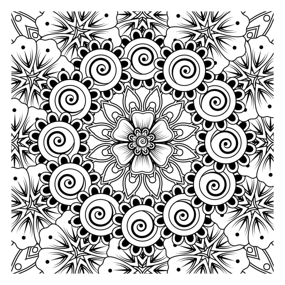 patrón circular en forma de mandala para henna, mehndi, tatuaje, decoración. adorno decorativo en estilo étnico oriental. página de libro para colorear. vector