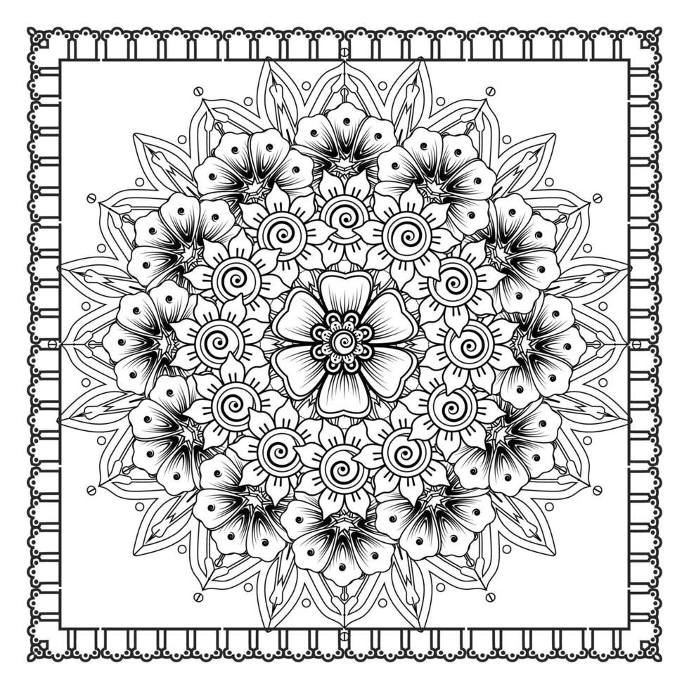 patrón circular en forma de mandala para henna, mehndi, tatuaje, decoración. adorno decorativo en estilo étnico oriental. página de libro para colorear. vector