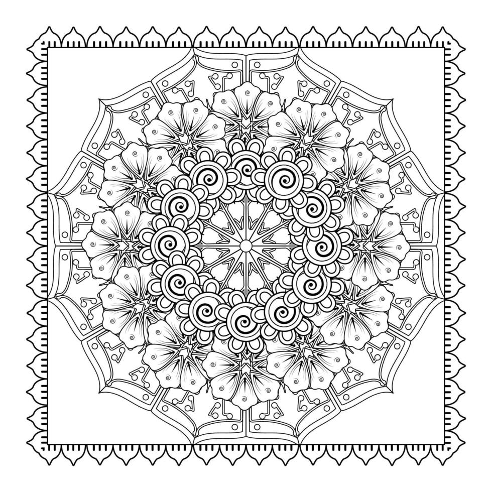 patrón circular en forma de mandala para henna, mehndi, tatuaje, decoración. adorno decorativo en estilo étnico oriental. página de libro para colorear. vector