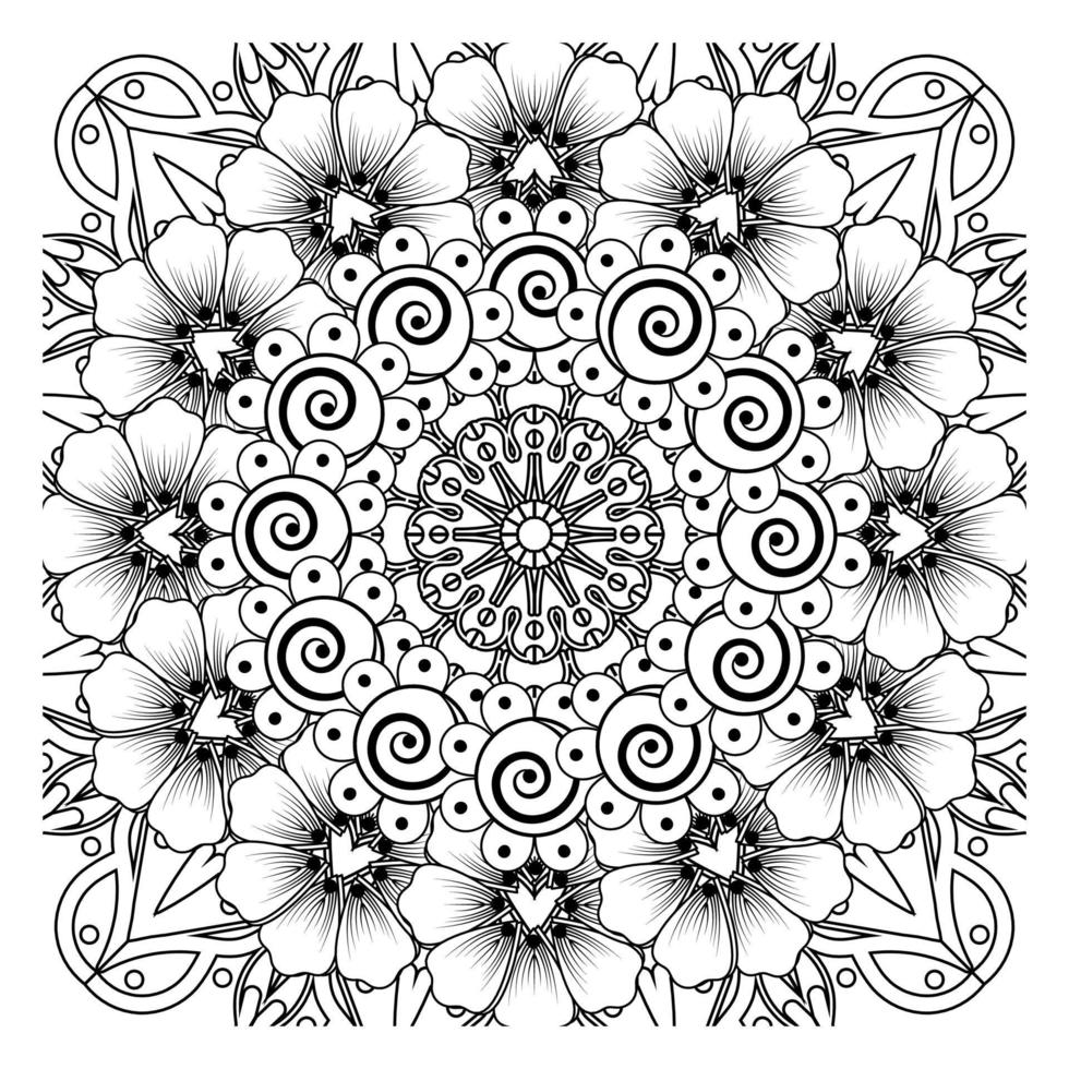 Circular pattern in form of mandala for Henna, Mehndi, tattoo, decoration. Decorative ornament in ethnic oriental style. Coloring book page. vector