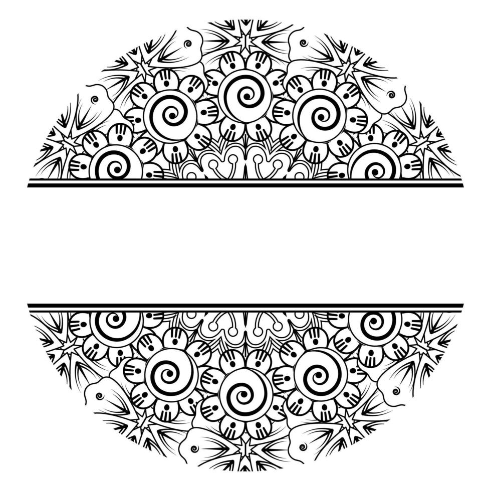 Frame in eastern tradition. stylized with henna tattoos decorative pattern for decorating covers for book, notebook, casket, magazine, postcard and folder. vector