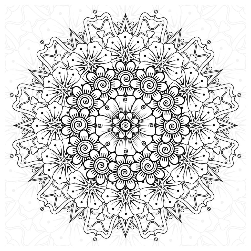 patrón circular en forma de mandala para henna, mehndi, tatuaje, decoración. adorno decorativo en estilo étnico oriental. página de libro para colorear. vector