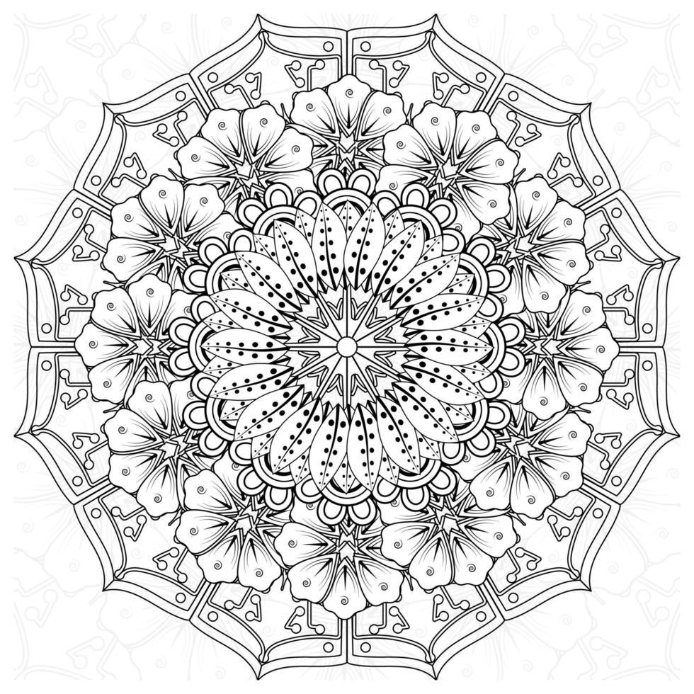 patrón circular en forma de mandala para henna, mehndi, tatuaje, decoración. adorno decorativo en estilo étnico oriental. página de libro para colorear. vector