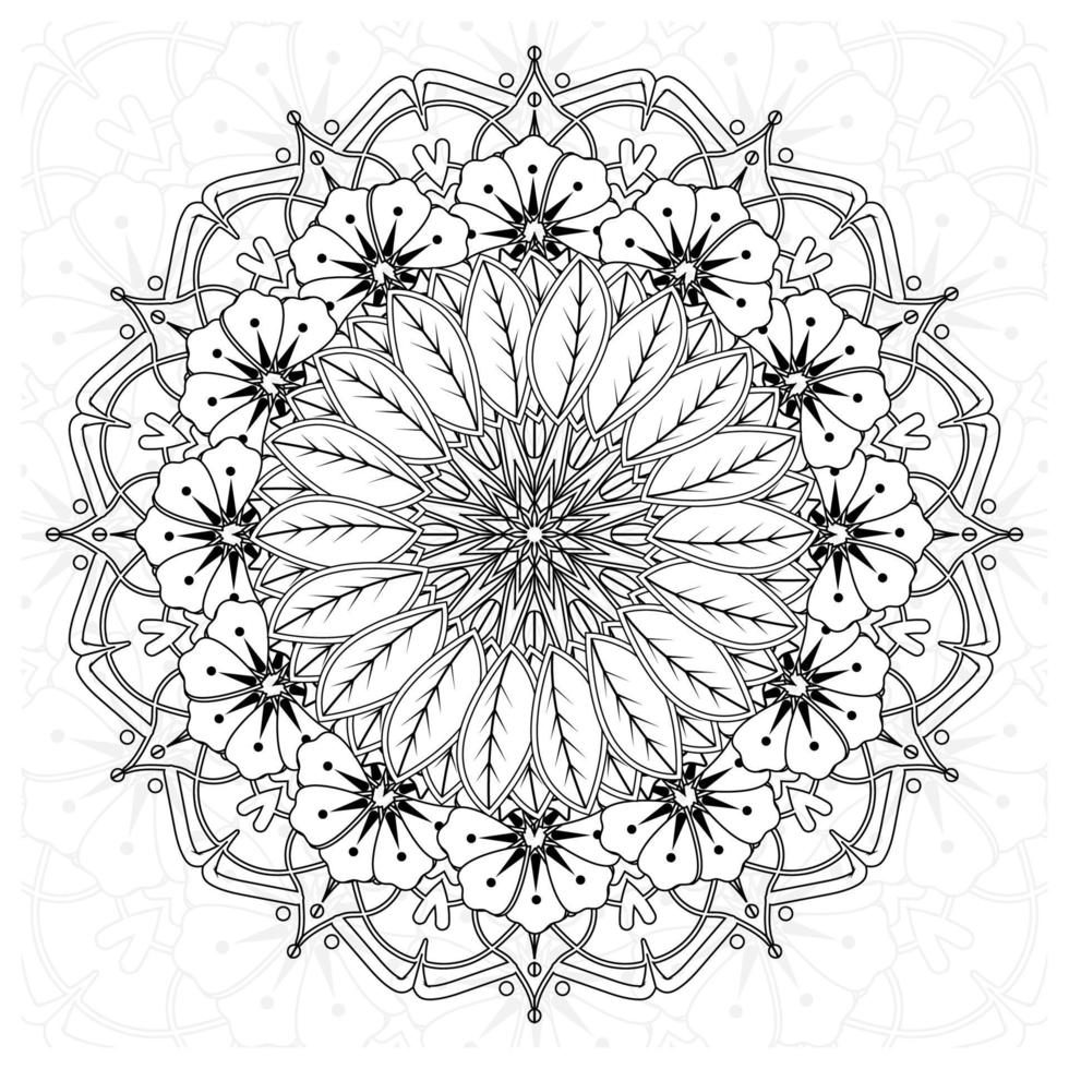 patrón circular en forma de mandala para henna, mehndi, tatuaje, decoración. adorno decorativo en estilo étnico oriental. página de libro para colorear. vector