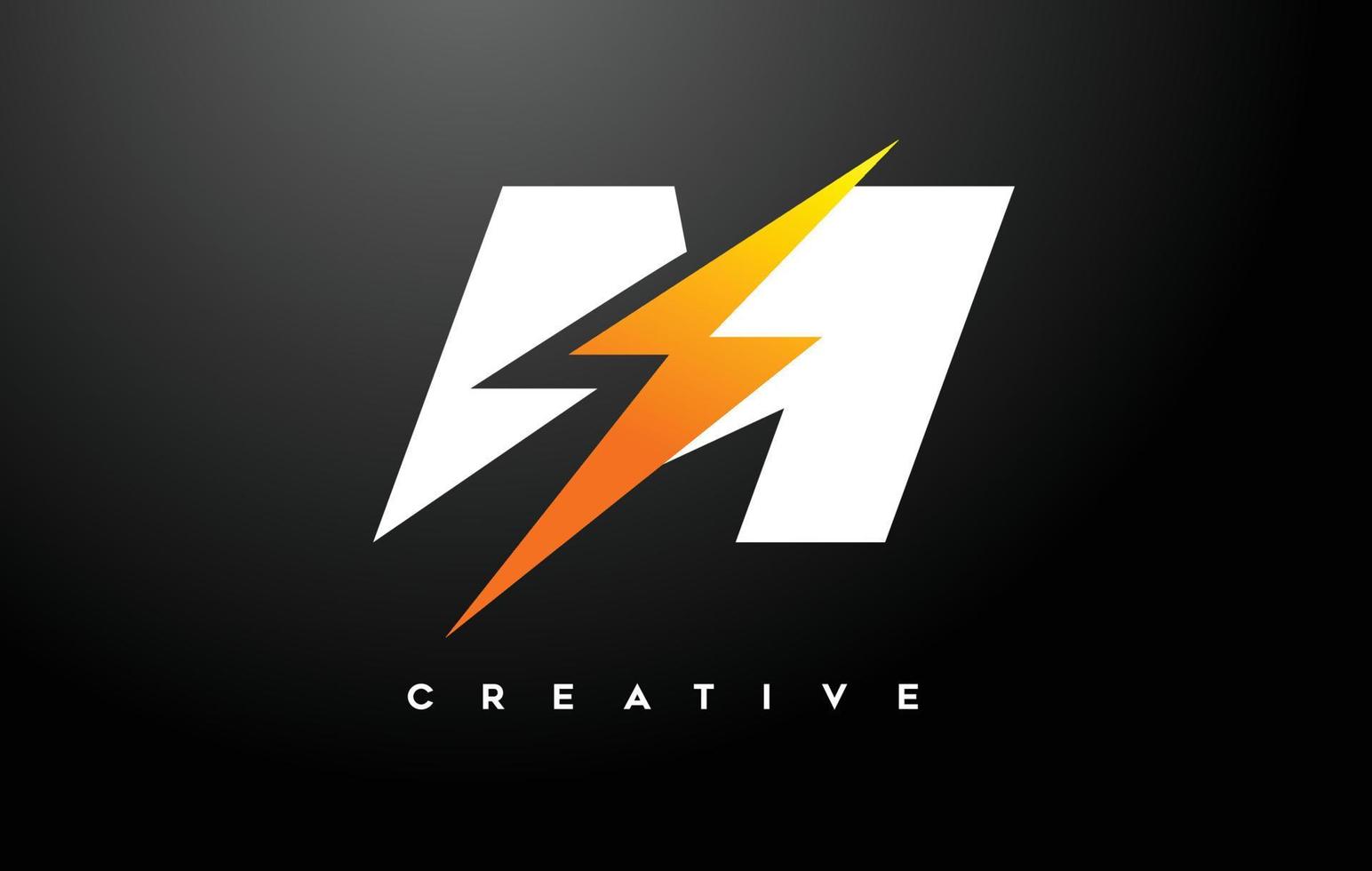 M letter Logo Design With thunderbold sign icon Vector. Thunder Letter Creative Logo Design. vector