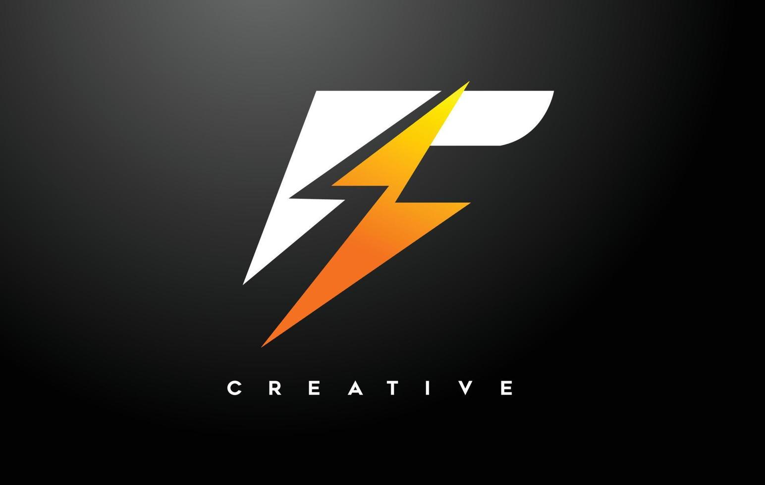 F letter Logo Design With thunderbold sign icon Vector. Thunder Letter Creative Logo Design. vector