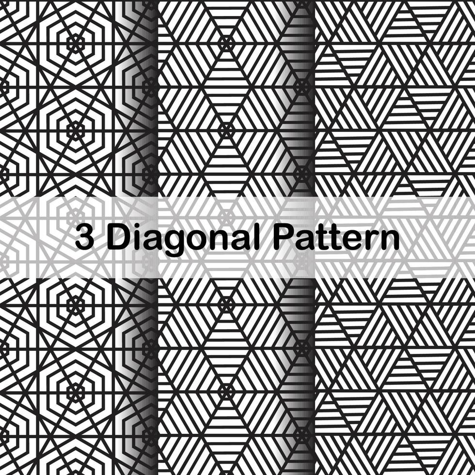 three seamless diagonal stripe patterns vector