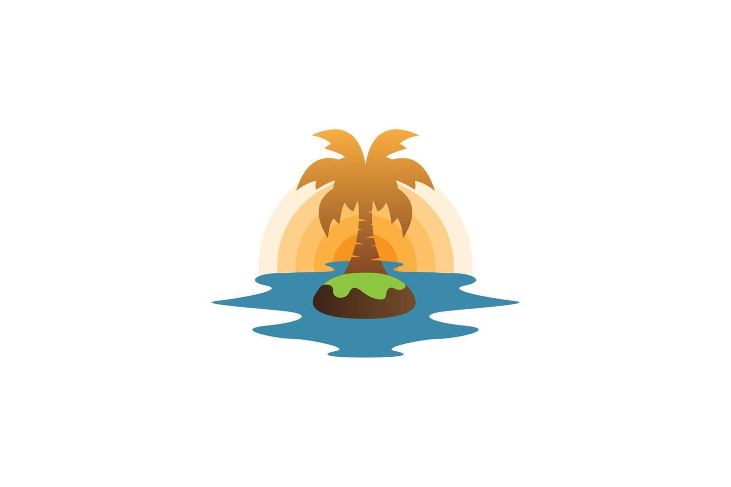 coconut tree sunset ocean nature logo, travel, beautiful abstract art, tropical landscape vector