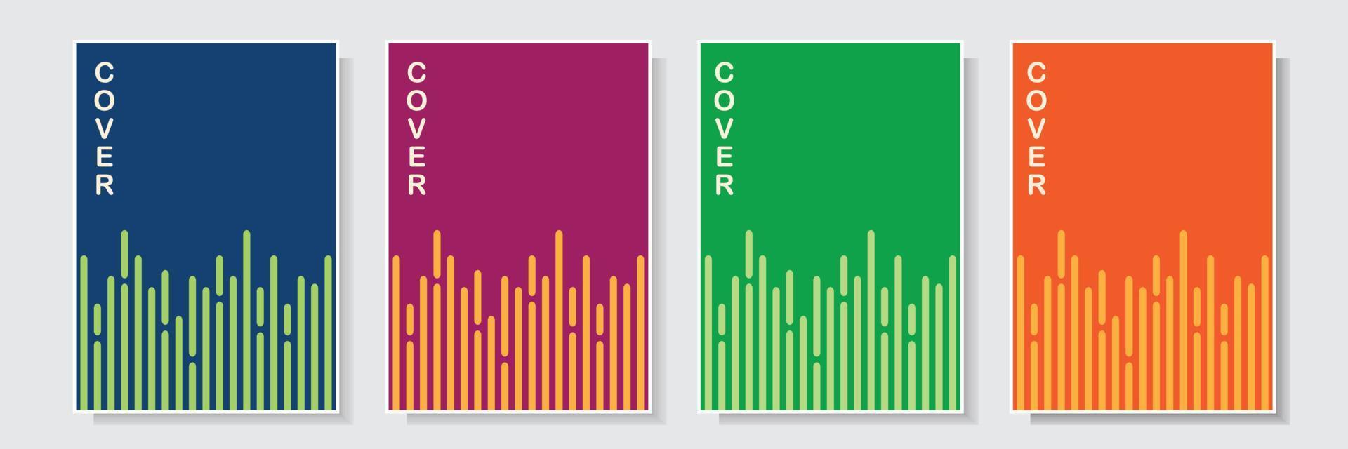 modern cover template design set collection with audio striped motif colorful background vector graphic