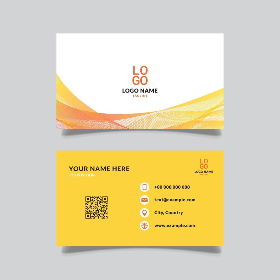 modern business card wavy futuristic concept, gradation style, yellow and orange combined color, vector design graphic