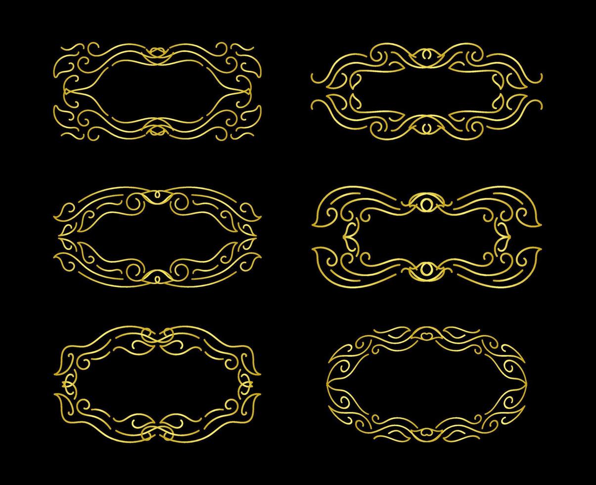Gold Borders Elements Set Collection, ornament Vector, frame vector